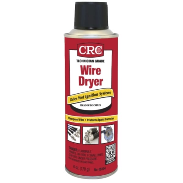 CRC 05104 Flammable Non-Drying Oily Wire Dryer, 8 oz Aerosol Can, Vanilla Odor/Scent, Blue/Clear/Green, Liquid Form