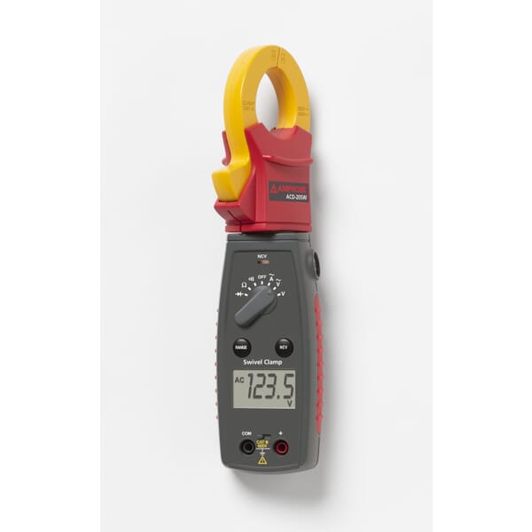 Amprobe ACD-21SW Digital Clamp-On Meter, 40 to 400 A, 4 to 600 VAC/VDC, 400 mVDC, 400 Ohm/4 to 400 kOhm/4 to 40 MOhm, 50 to 500 Hz, 1.18 in Jaw, 3-3/4 Digits LCD Display
