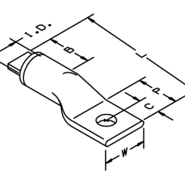 Scotchlok 7000031402 31000 1-Hole Long Barrel Lug, 250 kcmil Conductor Copper Conductor, 1/2 in Stud