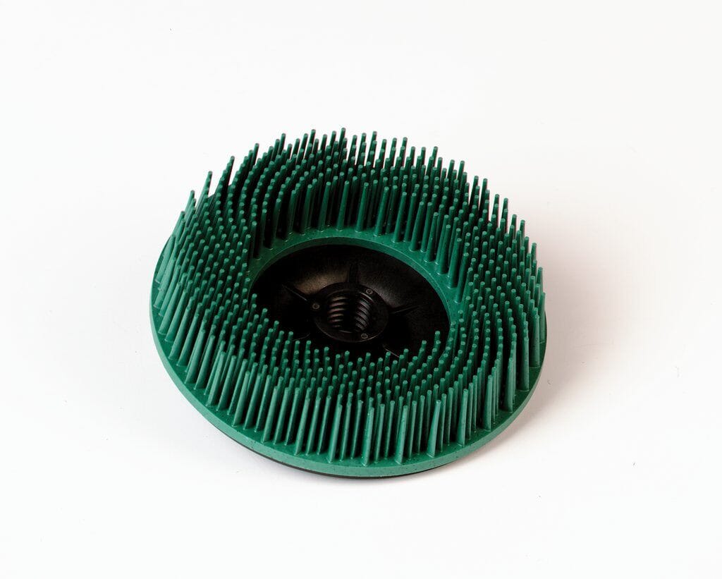 3M 7100138173 Flexible Straight Threaded Bristle Disc, 4-1/2 in Dia Brush, 5/8 in Center Hole, Ceramic Fill