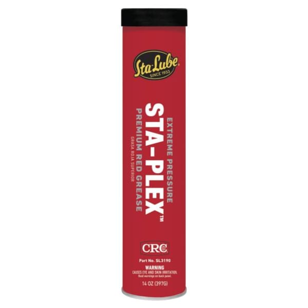 Sta-Lube SL3190 Sta-Plex Extreme Pressure Non-Flammable Premium Grease, 14 oz Cartridge, Semi-Solid to Solid Grease, Red, -20 to 325 deg F