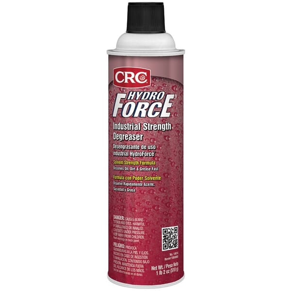 CRC 1004968 HydroForce Industrial Strength Non-Flammable Water Based Degreaser, 20 oz Aerosol Can, Liquid, Clear, Glycol Ether