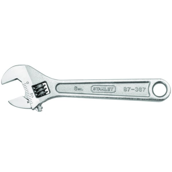 Stanley 87-367 Adjustable Wrench, 17/32 in Standard Wrench, Chrome Plated, 6 in OAL, Forged Alloy Steel Body, ANSI Specified