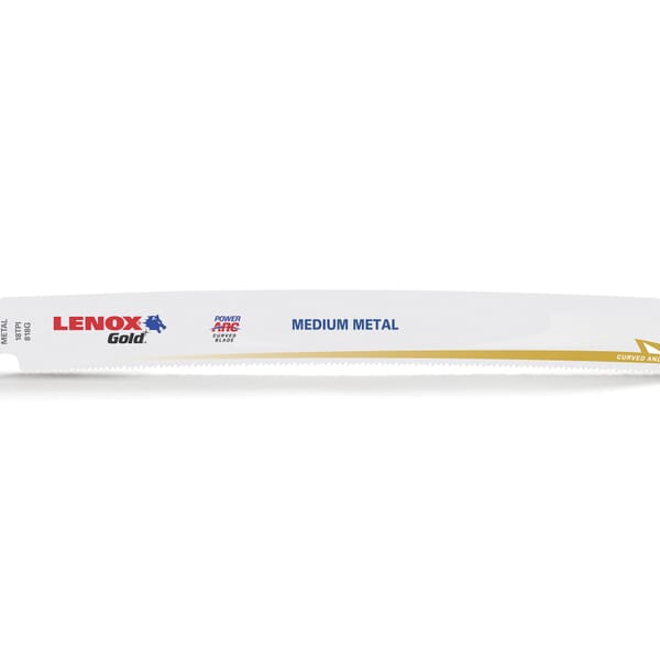 Lenox Gold Lazer 21070818GR Power Arc Curved Reciprocating Saw Blade, 8 in L x 3/4 in W, 18 TPI, Steel Body, Universal/Toothed Edge Tang