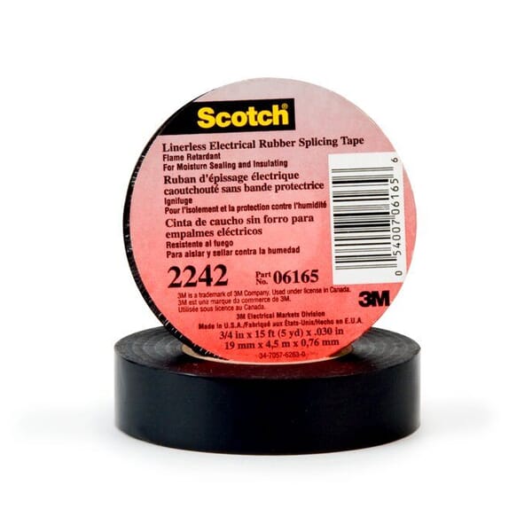 3M 7000132759 Linerless Electrical Tape, 15 ft L x 2 in W, 30 mil THK, EPR, Rubber Adhesive, Black
