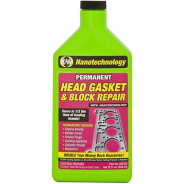 K&W 401232 Non-Flammable Permanent Head Gasket/Block Repair With Nanotechnology, 32 fl-oz Bottle, Liquid, Metallic Copper