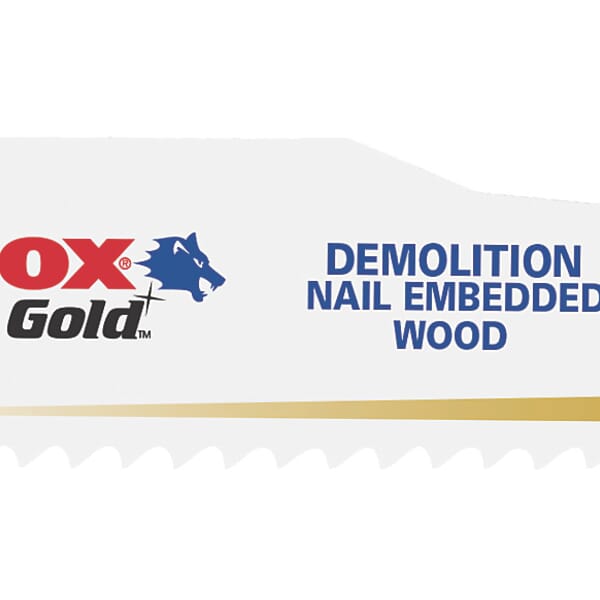 Lenox Gold 210886066GR Demolition Reciprocating Saw Blade, 6 in L x 1 in W, 6 TPI, Bi-Metal Body, U-Shank Tang