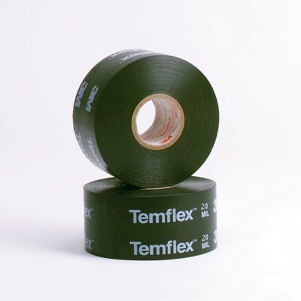 Temflex 7100043634 1200 Corrosion Protection Tape, 100 ft L x 2 in W, 20 mil THK, Rubber Resin Adhesive, PVC Backing, Black
