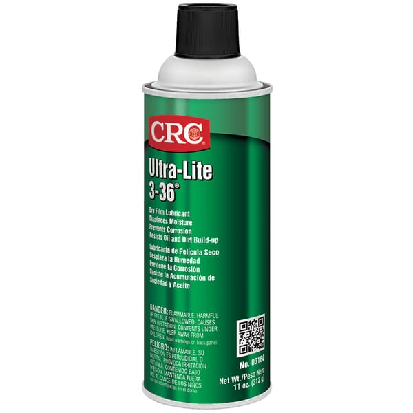 CRC 03160 Ultra Lite 3-36 Dry Film Flammable Ultra Thin General Purpose Lubricant, 16 oz Aerosol Can, Liquid Form, Amber, 0.803