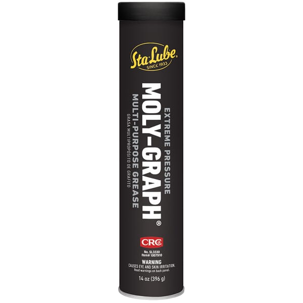 Sta-Lube SL3330 Moly-Graph Extreme Pressure Multi-Purpose Non-Flammable Grease, 14 oz Cartridge, Semi-Solid to Solid Grease Form, Dark Gray