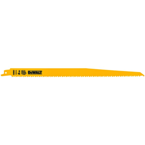 DeWALT DW4804 Tapered Back Reciprocating Saw Blade, 12 in L x 3/4 in W, 6 TPI, Bi-Metal Body, Universal/Toothed Edge Tang