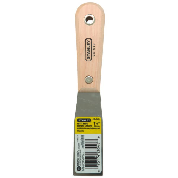 Stanley 28-540 Putty Knife, 3-5/8 in L x 1-1/4 in W, High Carbon Steel Blade, Flexible Blade Flexibility