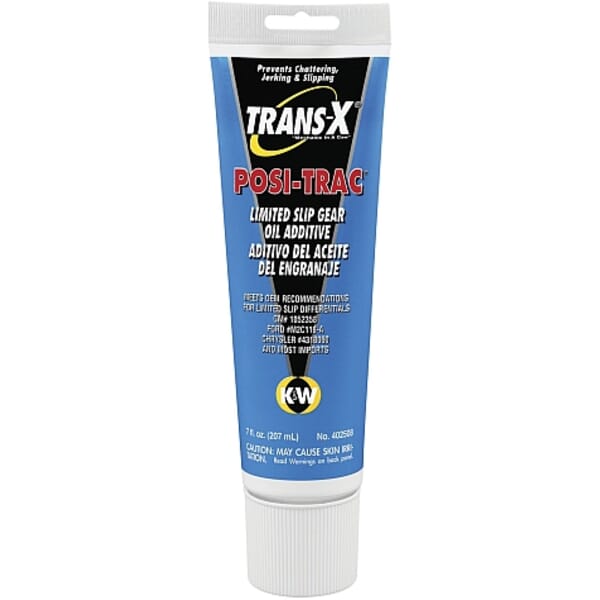 K&W Trans-X Posi Trac 402508 Limited Slip Non-Flammable Gear Oil Additive, 7 oz Tube, Liquid Form, Dark Oily, Distillate (Petroleum), Hydro Treated Heavy Naphthenic, Alkylamine Salt Of Alkyl Phosphoric Acid, Methanol