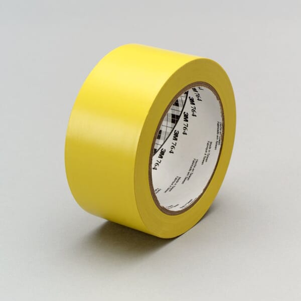 3M 7000028954 764 Marking Tape, 36 yd L x 2 in W, 5 mil THK, Rubber Adhesive, PVC Backing, Yellow
