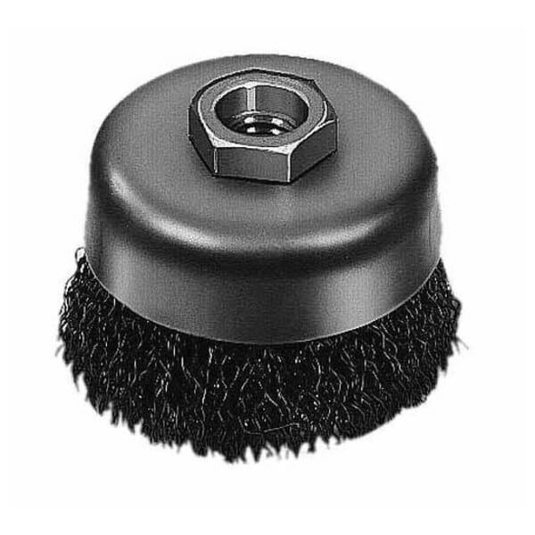Milwaukee 48-52-5060 Cup Brush, 3 in Dia Brush, 5/8-11 Arbor Hole, 0.012 in Dia Filament/Wire, Crimped, Carbon Steel Fill