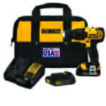 DeWALT DCD780C2 Compact Lightweight Cordless Drill/Driver Kit, 1/2 in Chuck, 20 VDC, 0 to 600/0 to 2000 rpm No-Load, 7-1/2 in OAL, Lithium-Ion/Integrated Battery