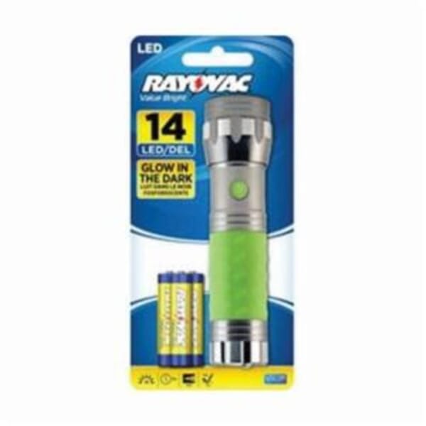 Rayovac BRS14LED-BA Value Bright Handheld Flashlight, LED Bulb, Aluminum Housing, 18 Lumens Lumens, 14 Bulbs