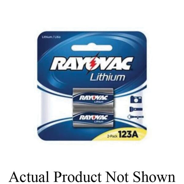 Rayovac RL123A-2 Photo Lithium Battery, Lithium-Manganese Dioxide, 3 VDC Nominal, 1400 mAh Nominal, 123A