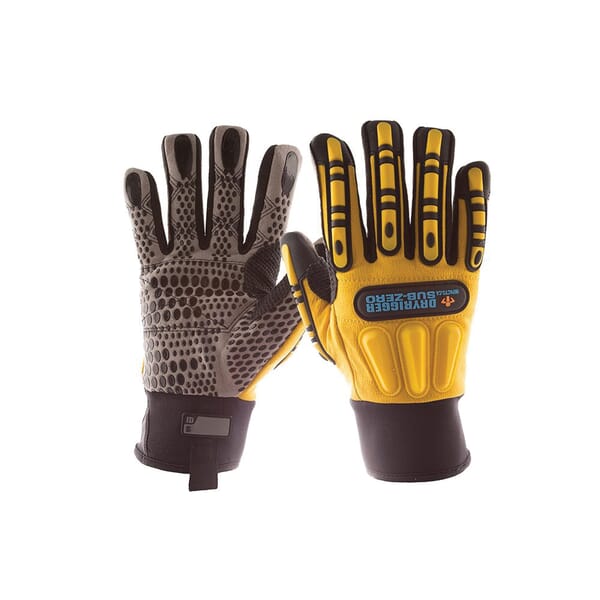 Impacto DRYRIGGER SUB ZERO Gloves, Ultra Suede Fabric Palm, Laminated Fabric, Black/Yellow, 3M Thinsulateining