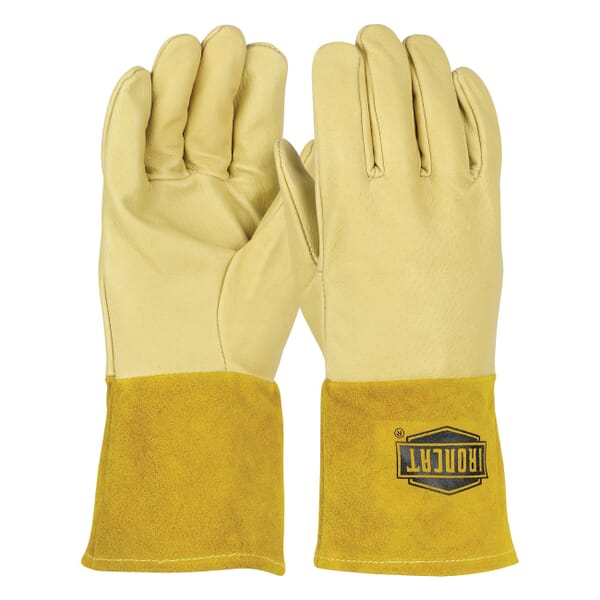 Ironcat Heavyweight Welding Gloves, Top Grain Pigskin/Kevlar Thread, Off-White, Unlinedining