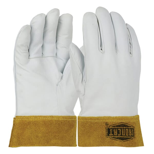 Ironcat 6140/2XL Premium Grade Welding Gloves, 2XL, Top Grain Kidskin Leather, Off-White, Unlined Lining, Safety Cuff, 10.87 in L