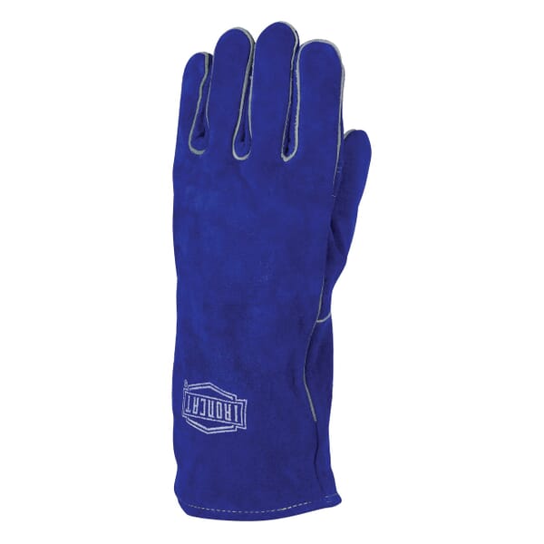 Ironcat 9041/LHO Industrial Grade Welding Gloves, L, Split Cowhide Leather/Kevlar Thread, Blue, Cotton/Foam Lining, Gauntlet Cuff, 14 in L