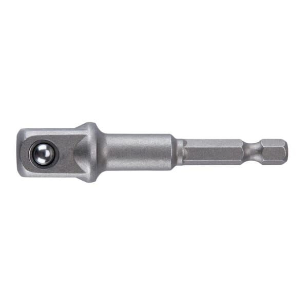 Irwin 3567951C Ball Lock Socket Adapter, Silver, Hex x Square Drive, 1/4 x 1/2 in Male Drive, Steel Alloy