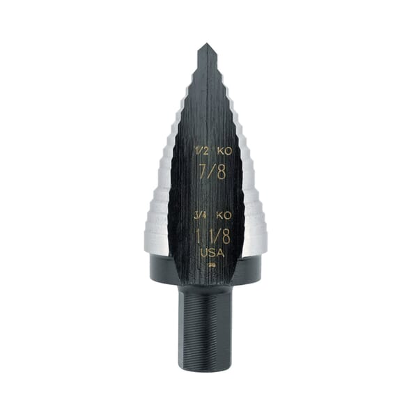 Irwin Unibit 10239SM Step Drill Bit, 7/8 in Dia Min Hole, 1-1/8 in Dia Max Hole, 2 Steps, HSS, 2 Hole Sizes, 7/16 in Shank