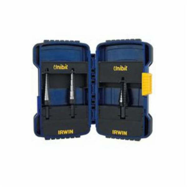 Irwin Unibit 10502 General Purpose Step Drill Set, #3 Min Drill Bit, #1 Max Drill Bit, 3 Pieces, HSS, Steam Oxide