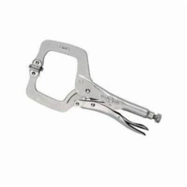 Irwin Vise-Grip The Original 20 11SP Fixed Tip Standard Locking C-Clamp With Swivel Pad, Nickel Plated, 2-5/8 in D Throat, 3-3/8 in Jaw Opening, 11 in L Jaw, Heat Treated Alloy Steel