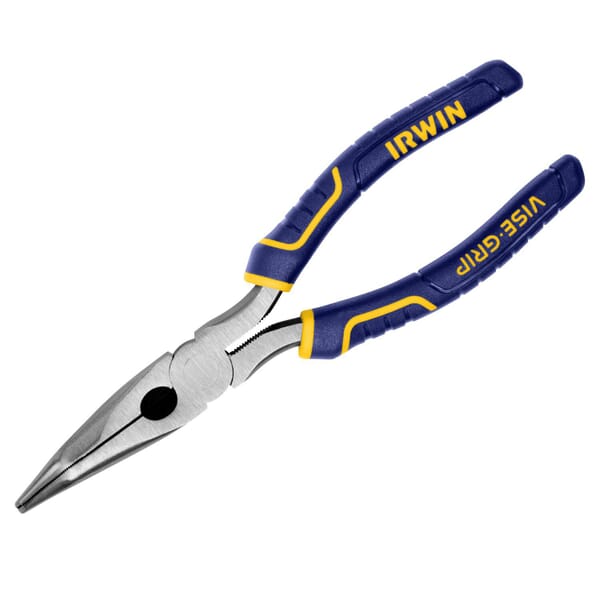Irwin Vise-Grip 2078226 Long Nose Plier With Side Cutter, Bent/Serrated Nickel Chromium Steel Jaw, 1-9/16 in L x 23/32 in W Jaw, 6 in OAL, 1/8 in W Tip