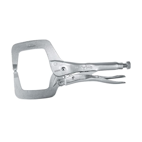Irwin Vise-Grip The Original 19 11R Fixed Tip Standard Locking C-Clamp With Regular Tip, Nickel Plated, 2-5/8 in D Throat, 3-3/8 in Jaw Opening, 11 in L Jaw, Heat Treated Alloy Steel
