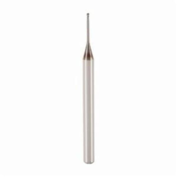 Seco JABRO Mini 00023268 JM915 Ball End Center Cutting Long Length Single End Mill, 0.039 in Dia Cutter, 0.039 in Length of Cut, 2 Flutes, 0.118 in Dia Shank, 1.574 in OAL, MEGA-T/PVD Coated