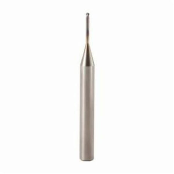 Seco JABRO Mini 02568779 JM416 Ball End Center Cutting Long Length Single End Mill, 0.078 in Dia Cutter, 0.059 in Length of Cut, 2 Flutes, 0.236 in Dia Shank, 1.968 in OAL, MEGA-T/PVD Coated