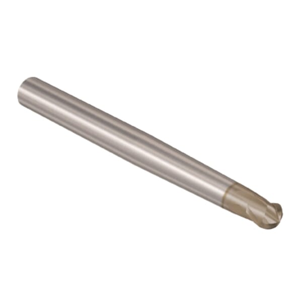 Seco JABRO Tornado 02970143 Tornado JH112 Ball Nose Center Cutting High Speed Machining High Precision Single End Mill, 10 mm Dia Cutter, 10 mm Length of Cut, 2 Flutes, 12 mm Dia Shank, 150 mm OAL, HXT/PVD Coated