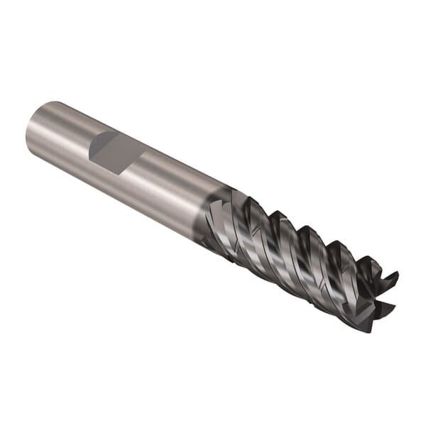 JABRO Solid2 47062 Solid2 JS565 Advanced Roughing Center Cutting Chamfered Corner Square Universal End Mill, 6 mm Dia Cutter, 23 mm Length of Cut, 5 Flutes, 6 mm Dia Shank, 64 mm OAL, NXT/PVD Coated