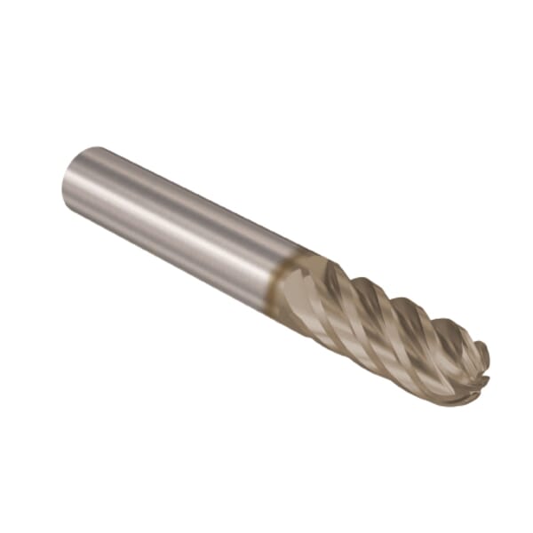 Seco JABRO Solid2 03067607 Solid2 JS730 Ball Nose High Performance Machining Single End Square End Mill, 10 mm Dia Cutter, 26 mm Length of Cut, 6 Flutes, 10 mm Dia Shank, 72 mm OAL, HXT/PVD Coated