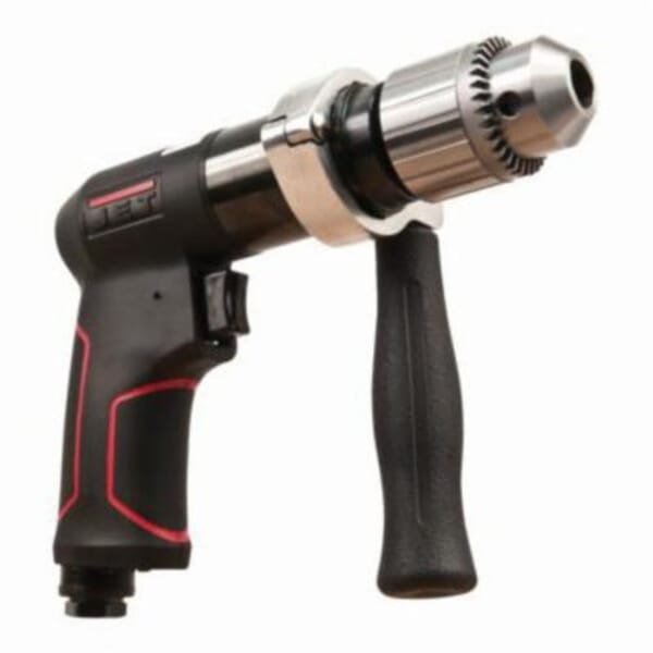 JET JT9-505621 R12 Air Drill, 1/2 in Keyed Chuck, 1/2 hp, 4 cfm Air Flow, 90 psi, 8-5/8 in OAL