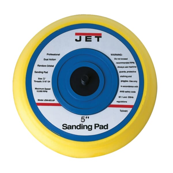 JET JT9-JSM-603.5P Round Sanding Pad, For Use With JSM-603-5, 5 in, 10000 rpm Max Speed, 5/16-24 Threaded Spindle