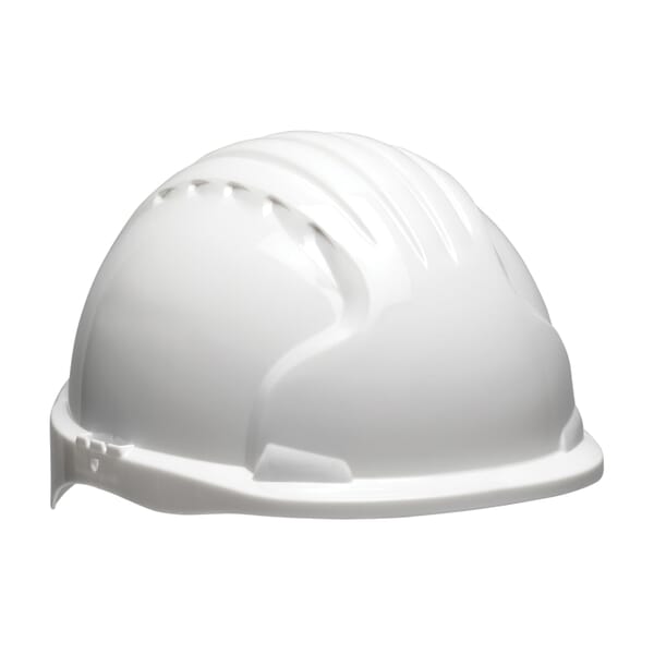JSP Evolution 6151S Deluxe Non-Vented Short Brim Hard Hat, SZ 6-5/8 Fits Mini Hat, SZ 8 Fits Max Hat, HDPE, 6-Point Polyester Strap Suspension, ANSI Electrical Class Rating: Class E, ANSI Impact Rating: Type I, Wheel Ratchet Adjustment