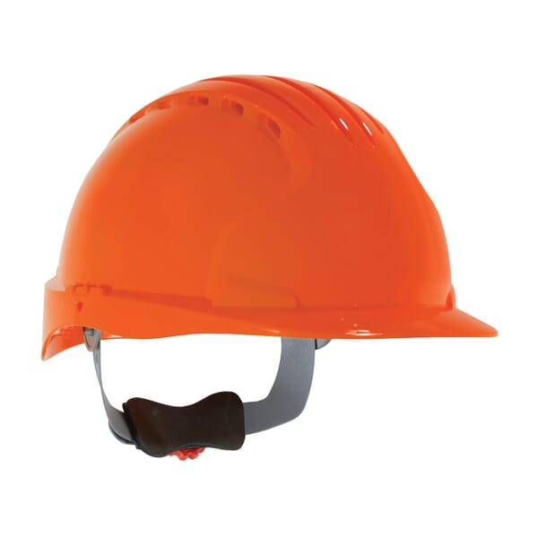 JSP Evolution 6151V Deluxe Standard Brim Vented Hard Hat, SZ 6-5/8 Fits Mini Hat, SZ 8 Fits Max Hat, HDPE, 6-Point Polyester Strap Suspension, ANSI Electrical Class Rating: Class C, ANSI Impact Rating: Type I, Wheel Ratchet Adjustment