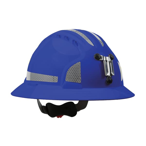 JSP Evolution 6161MCR2 Deluxe Full Brim Non-Vented Mining Hard Hat With CR2 Reflective Kit, HDPE Shell/Non-Corrosive Steel Lamp Bracket, 6-Point Polyester Strap Suspension, ANSI Electrical Class Rating: Class E, Wheel Ratchet Adjustment