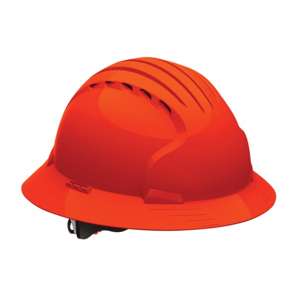 JSP Evolution 6161V Deluxe Full Brim Vented Hard Hat, SZ 6-5/8 Fits Mini Hat, SZ 8 Fits Max Hat, HDPE, 6-Point Polyester Strap Suspension, ANSI Electrical Class Rating: Class C, ANSI Impact Rating: Type I, Wheel Ratchet Adjustment