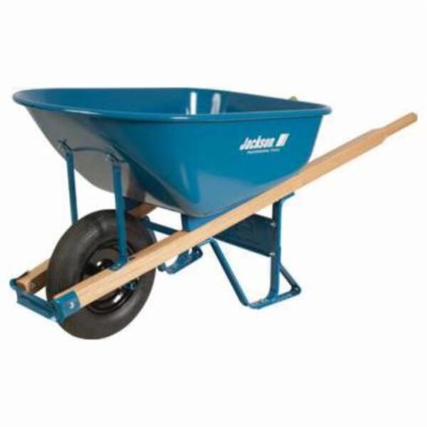 Jackson M6FFBB Heavy Duty Contractor Wheelbarrow With Flat Free Tire, 6 cu-ft, 1 Wheels, Flat Free Tire with Ball Bearing, Steel Tray, Wood Handle