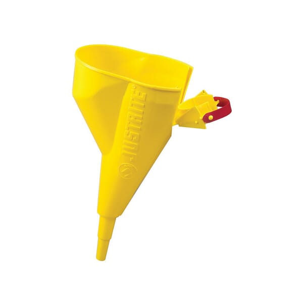 Justrite 11202Y Funnel, For Use With Justrite Type I 1 gal and Above Steel Safety Cans Only, Polypropylene, Yellow