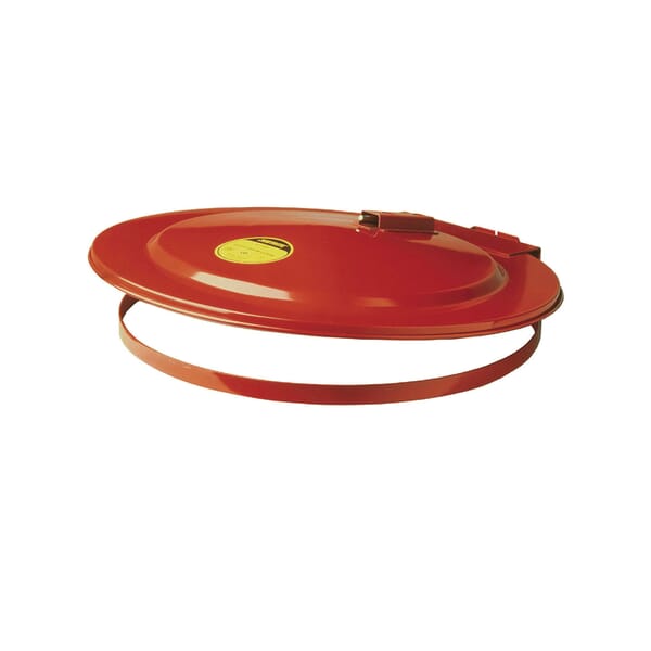 Justrite 26750 Self-Closing Safety Drum Cover With Fusible Link, For Use With 55 gal Drums, Steel, Red
