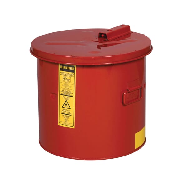 Justrite 27605 Dip Tank, 5 gal Capacity, 13-3/8 in Dia x 13 in H, Galvanized Steel, Red