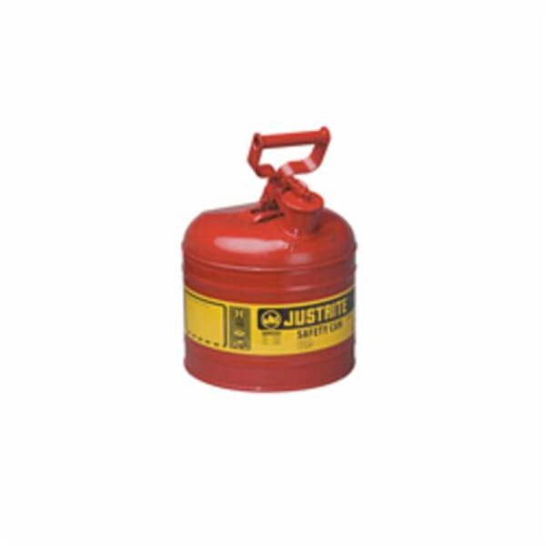 Justrite 7120100 Type I Safety Can, 2 gal Capacity, 11-3/4 in Dia x 13-3/4 in H, Galvanized Steel, Red
