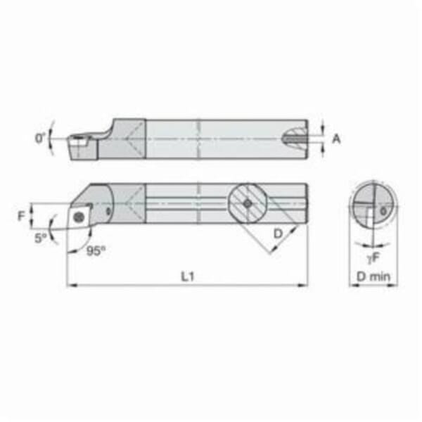 Kennametal 1152724 Screw-On Indexable Boring Bar, E-SCLP Toolholder, 0.48 in Dia Min Bore, Right Hand of Holder, 6 in OAL