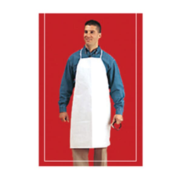 Keystone Adjustable Cap KeyGuard AP-KG Disposable Bib Apron, Regular, 28 in L, White, Microporous Polyolefin